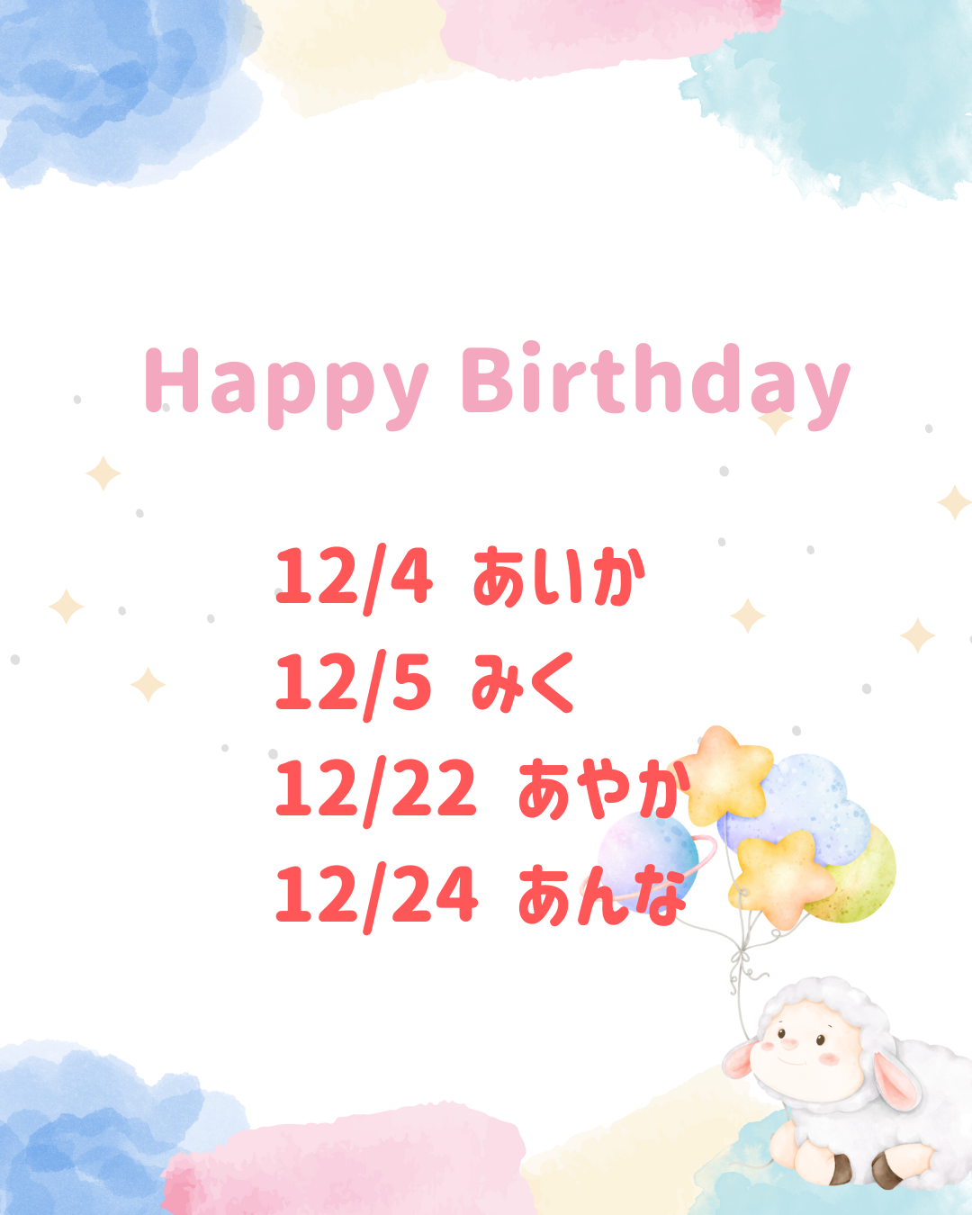 12月誕生日のキャスト🎂